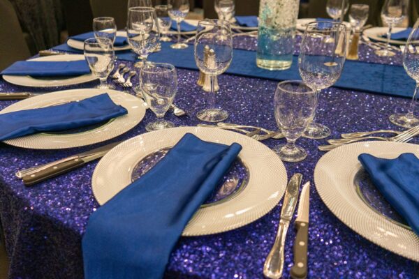 Event setup, table setting close up